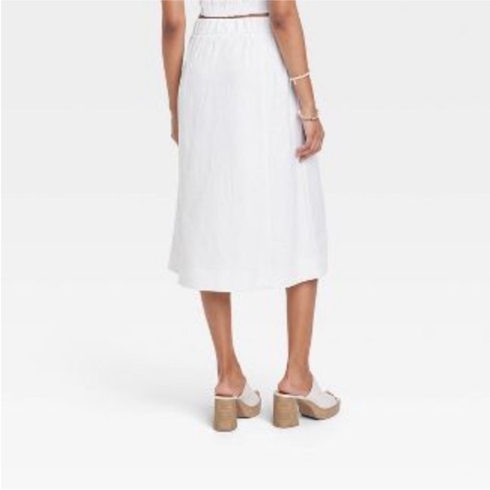 Universal Thread Button-Front White Linen Skirt - image 3